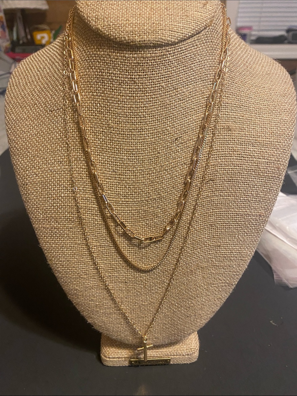 Gold Layered Cross Necklace Set - Women Jewelry